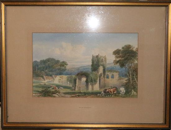 William Richardson (fl.1842-77) Mount Grace Priory 11 x 18in.